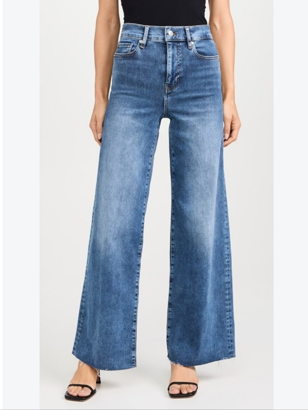 Frame Le Slim Palazoo Wide-Leg Cut-Hem Jeans Size 27